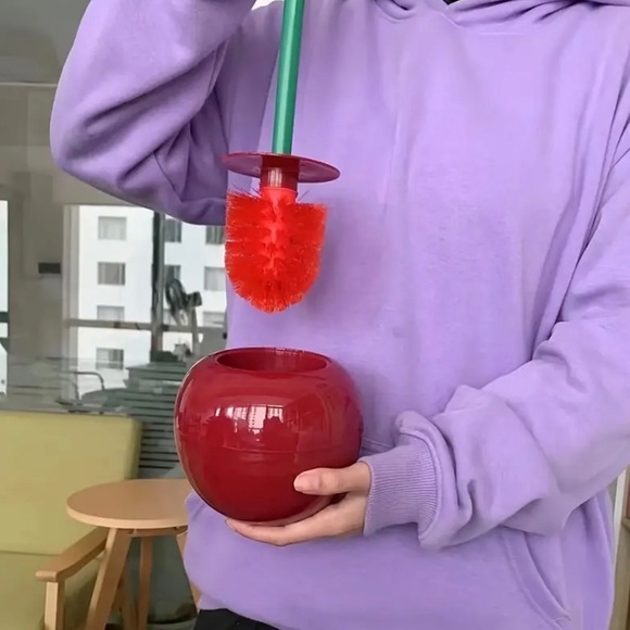 Cherry Shaped Toilet Brush With Holder - Easy-Clean ⒠Modern Bathroom De⦠- Picture 5 of 10